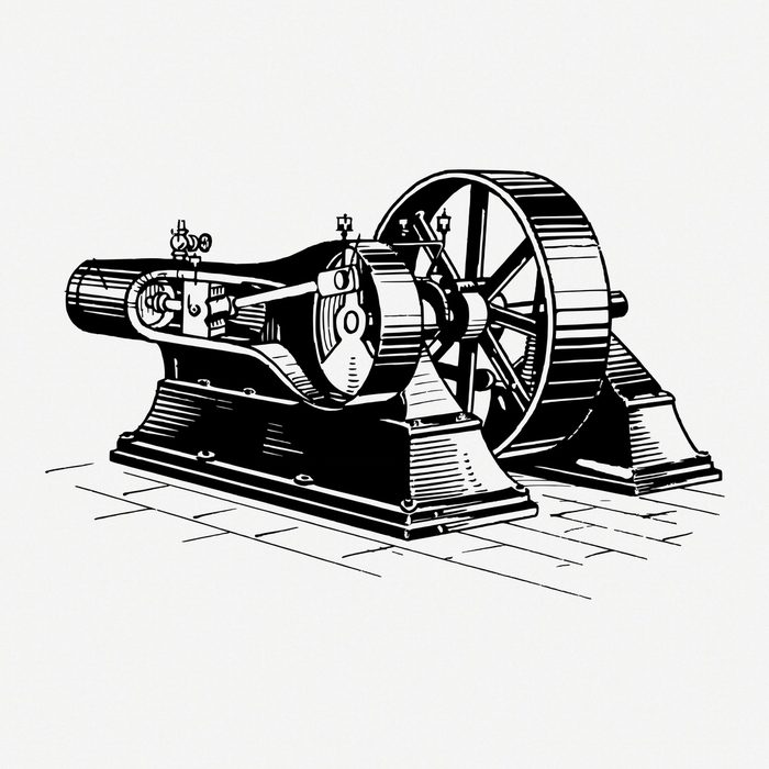 長年使われてきた機械の版画